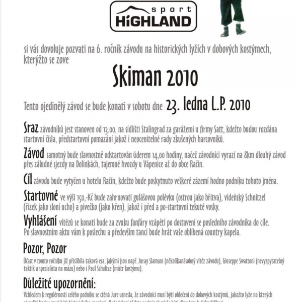 Pozvánka Skiman 2010